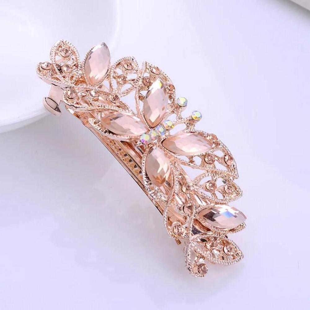 Rhinestone Butterfly Hair Clip In Champagne